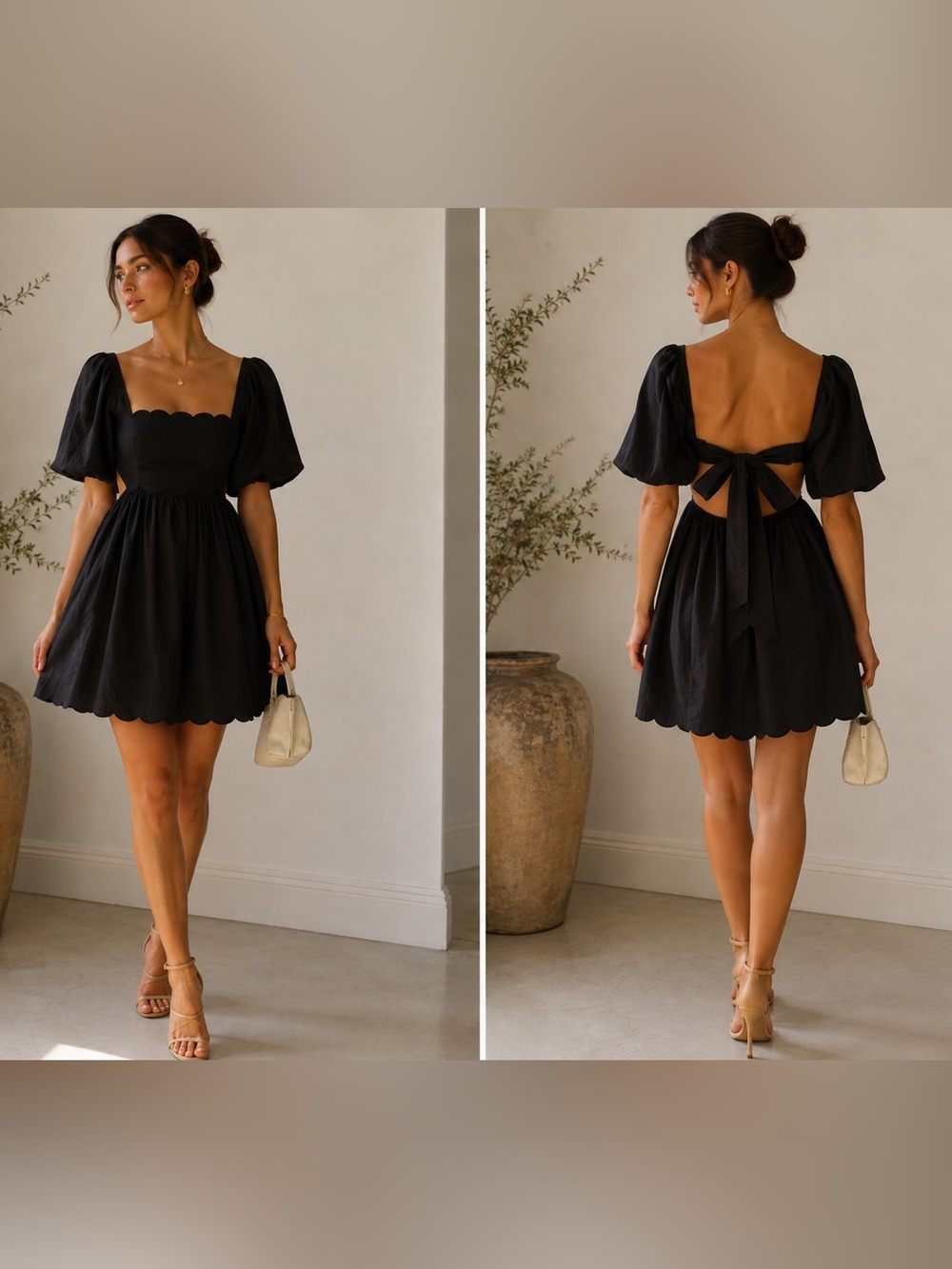 NWT | o.p.t. x Tuckernuck | Black Scalloped Cutout Mini Dress - Size XS
